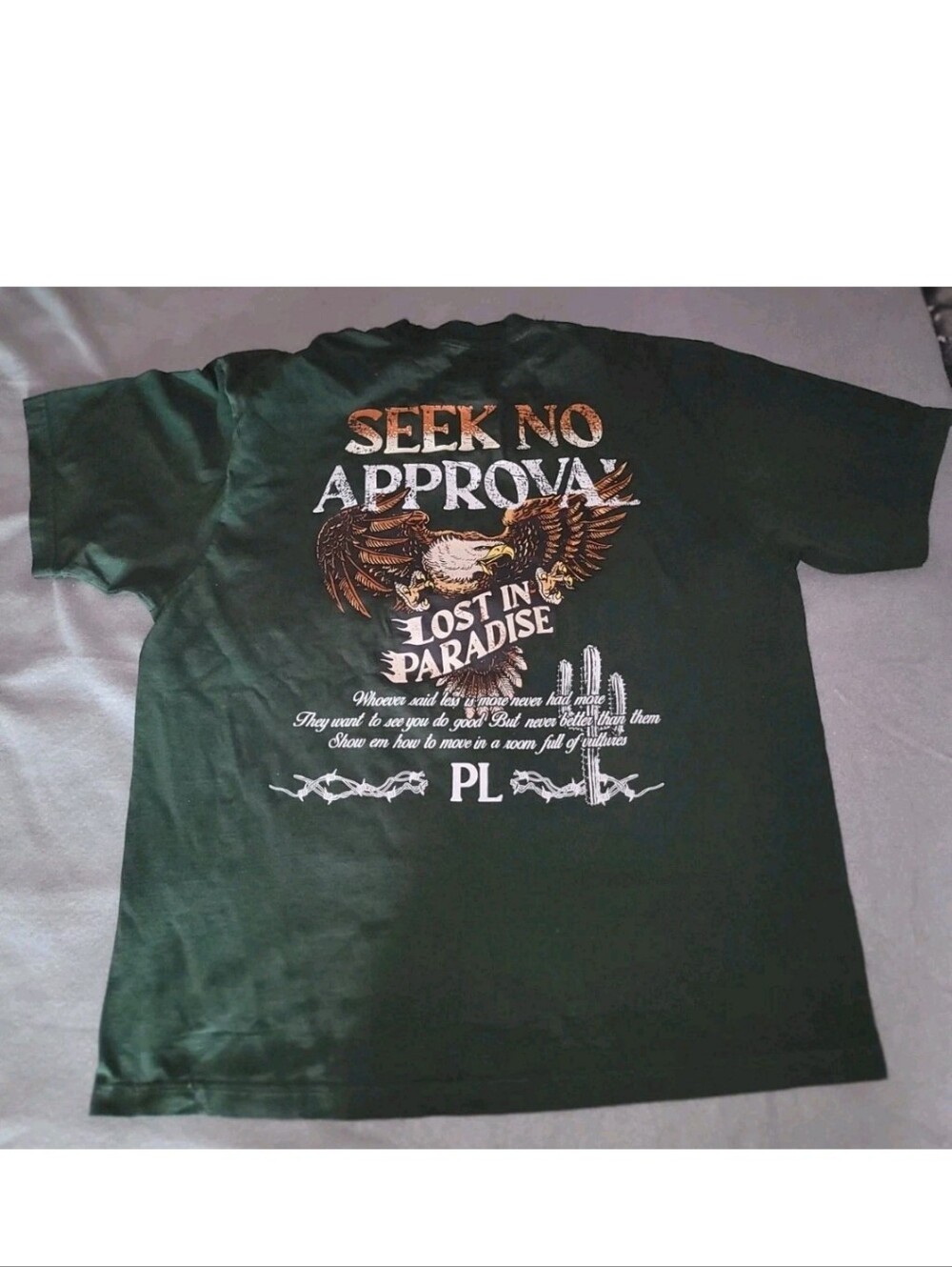 Paradise Lost Sneek No Approval Free Bird Heavyweight Green T-shirt Size XL